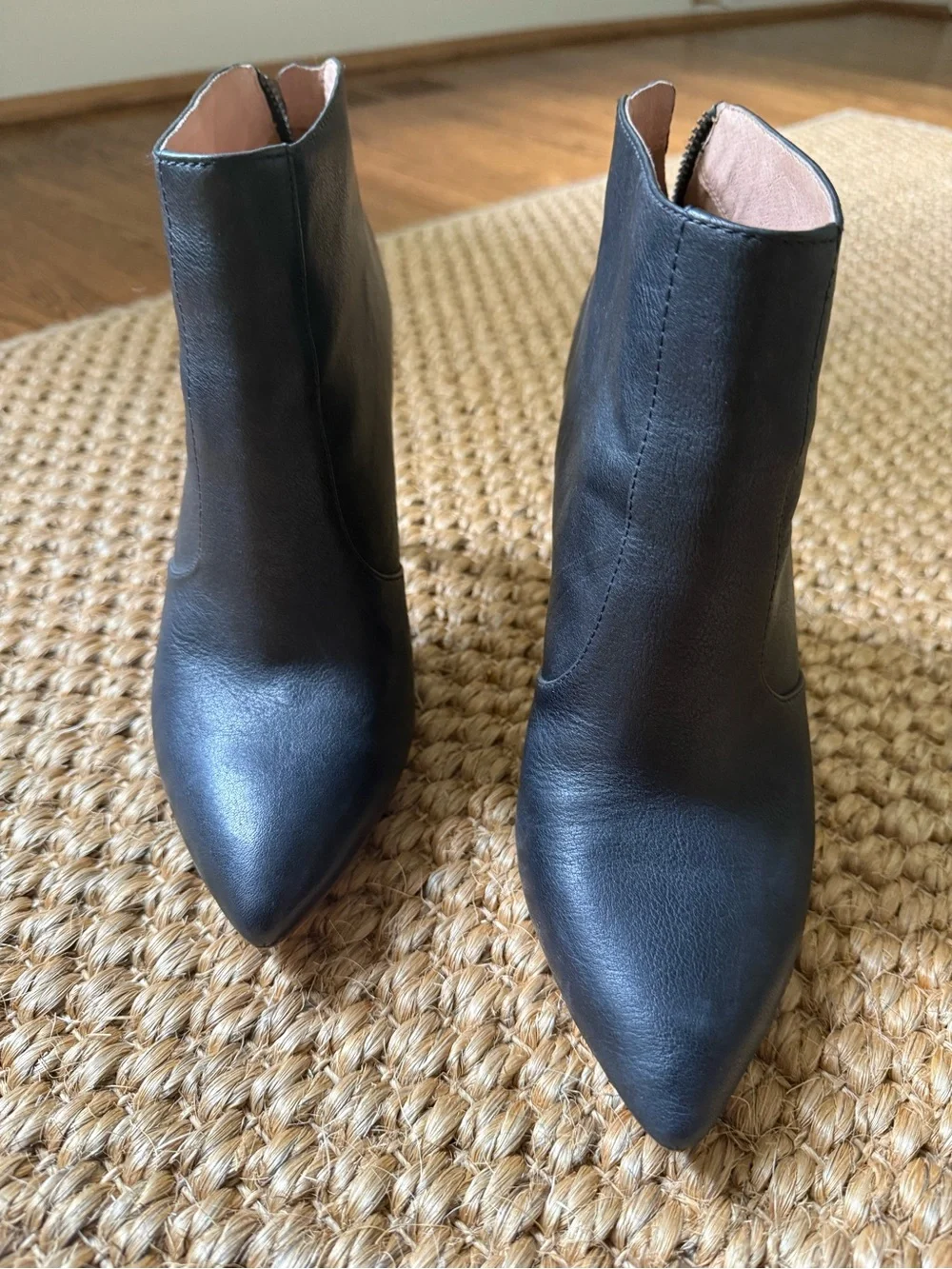 Madewell Jules Black Leather Heeled Ankle Booties